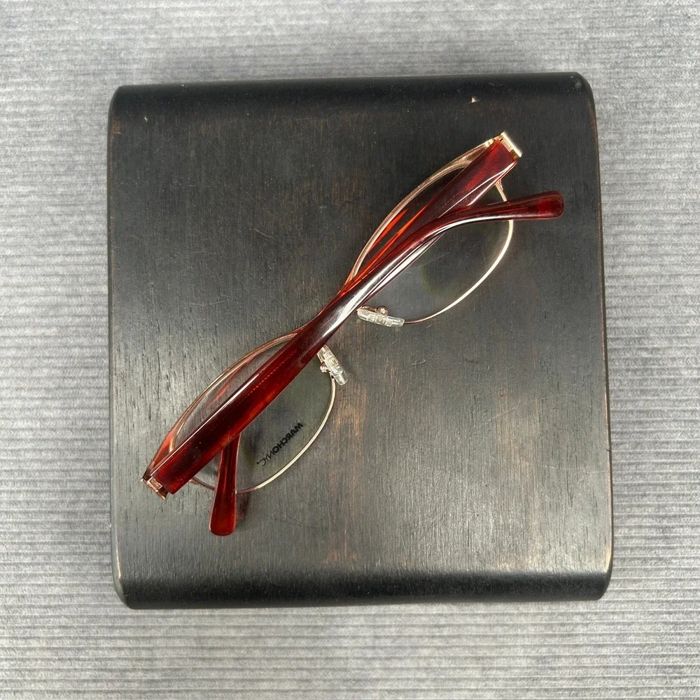 Marchon NYC Midtown 601 Burgundy Tortoise Cat Eye Y2k Eyeglasses 51-17-135